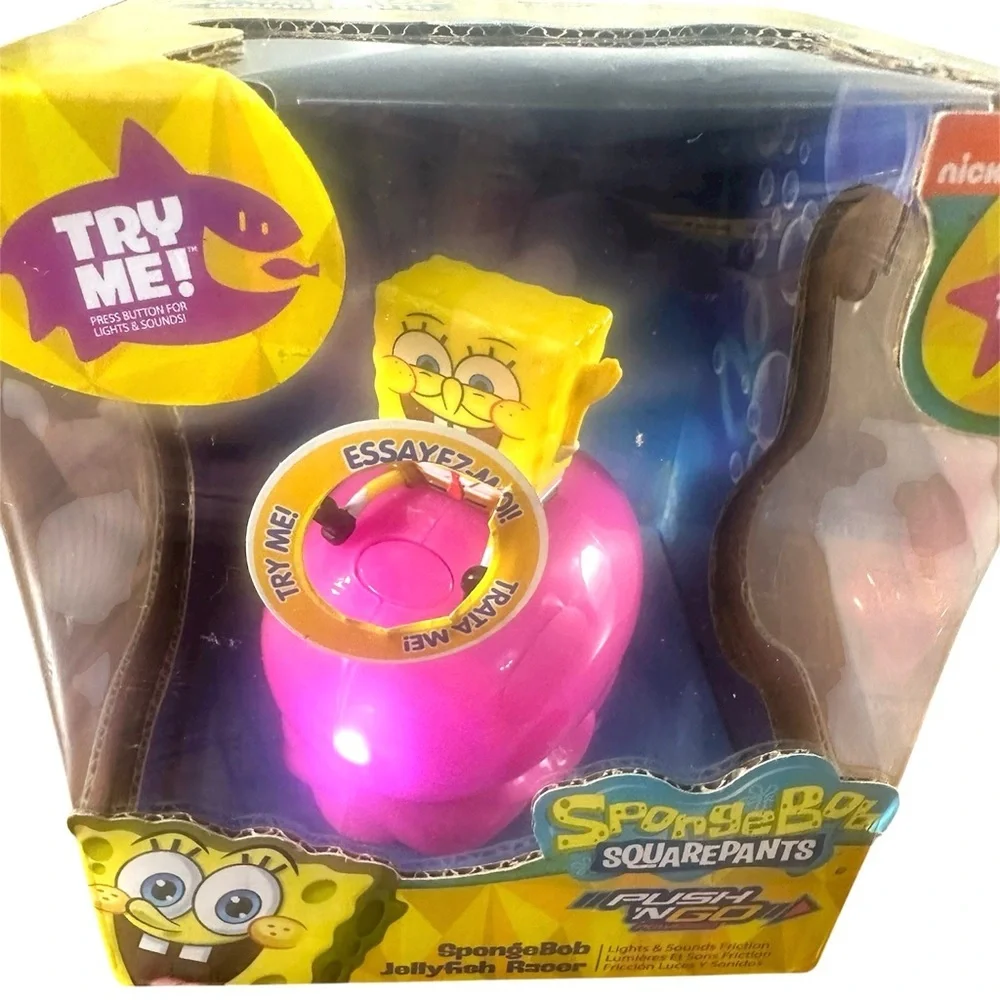 New SpongeBob SquarePants JellyFish Racer Push N Go Powered Toy Nickelodeon 18M+